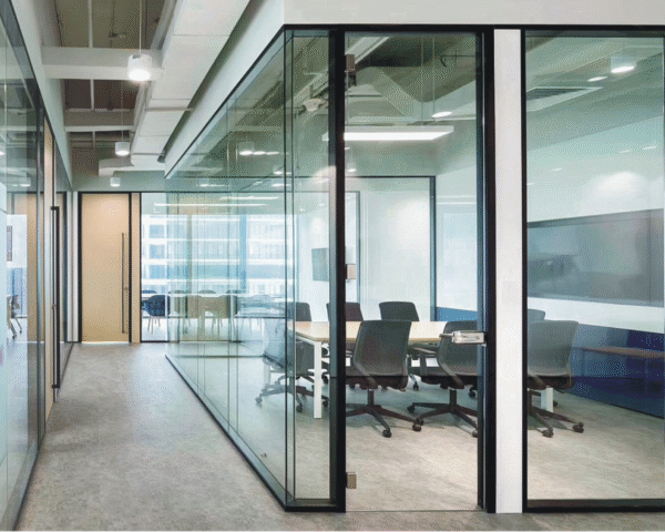 Arabian - Styled Double Glass Partition: Blinds - Integrated Design for Saudi Workspaces - Image 2