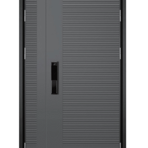 Aluminum System Armor Door with Vertical Striped Texture (Single Leaf with Side Panel)