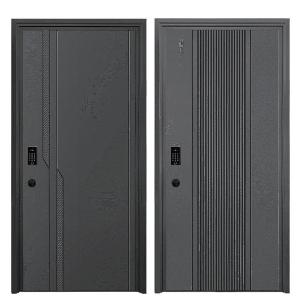 Saudi - Friendly Aluminum Armor Door: Vertical Texture + Smart Access Control - Image 2