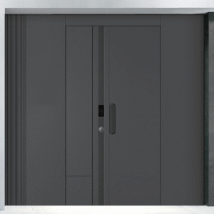 Durable Aluminum Armor Door with Vertical Accents for Saudi Commercial Buildings