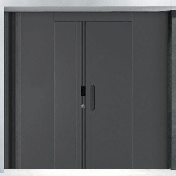 Durable Aluminum Armor Door with Vertical Accents for Saudi Commercial Buildings