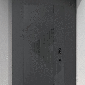 KSA - Targeted Aluminum Armor Door with Geometric Textures & Smart Lock for Villas
