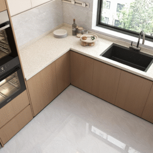 Sleek White Marble-Effect Tile: Polished & Scratch-Resistant for Modern Kitchen Backsplashes