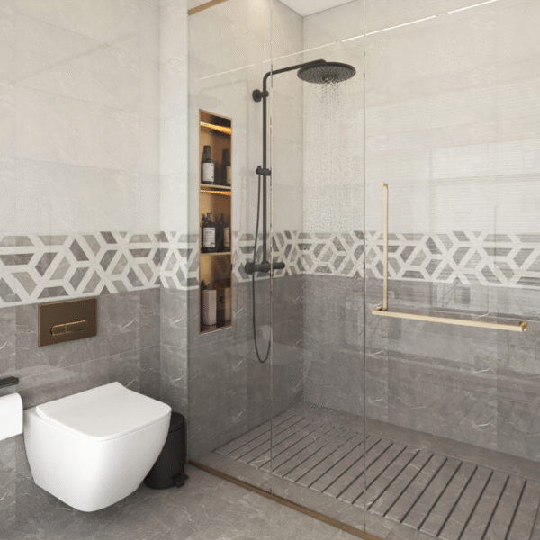 Sophisticated White Veined Marble-Effect Tile: Stain-Resistant & Polished for Apartment Kitchens