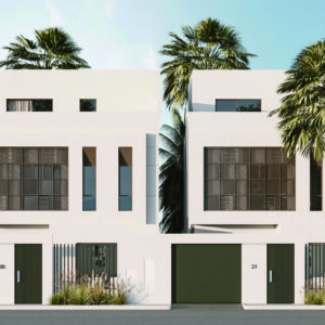 Arabic - Styled Pure White Exterior Wall Paint: Modern Geometric Charm for Saudi Villas