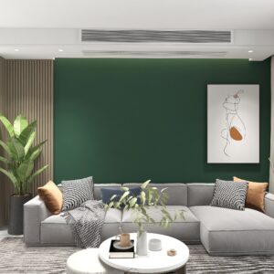 Saudi - Focused Interior Wall Artistic Paint: Rich Green Tone + Modern Living Room Charm