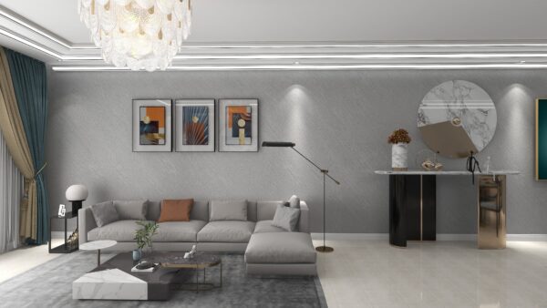 Artistic Textured Wall Paint: Sophisticated Gray Finish + Luxe Decor for KSA Residences