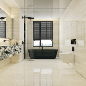 Elegant Grey Marble - Effect Tile: Textured & Smooth Combo for Modern Bathrooms