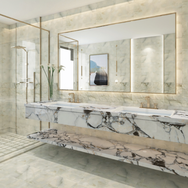 Chic White Marble-Effect Tile: Anti-Slip & Stylish for Commercial Kitchen Installations - Image 3