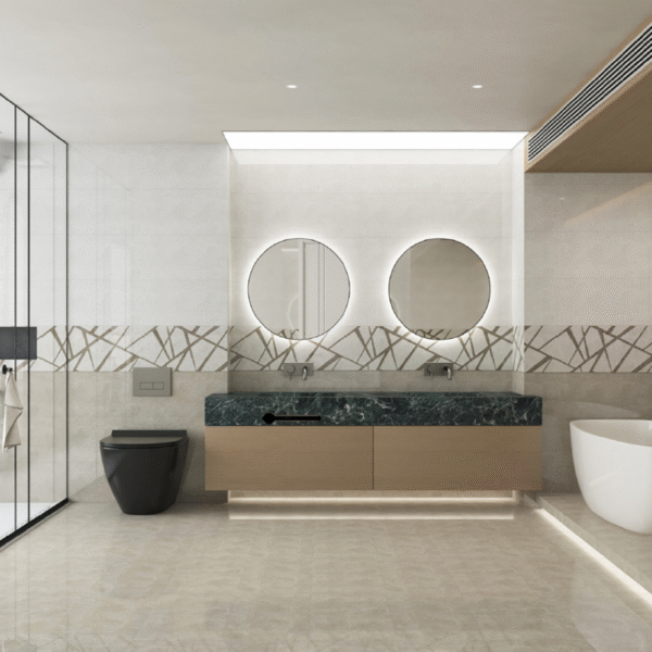 Sophisticated White Veined Marble-Effect Tile: Stain-Resistant & Polished for Apartment Kitchens - Image 3