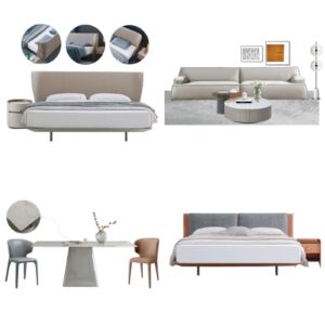 Beige Gray Light Tone Modern Home Furniture Suite Sofa Beds Dining Table (1)
