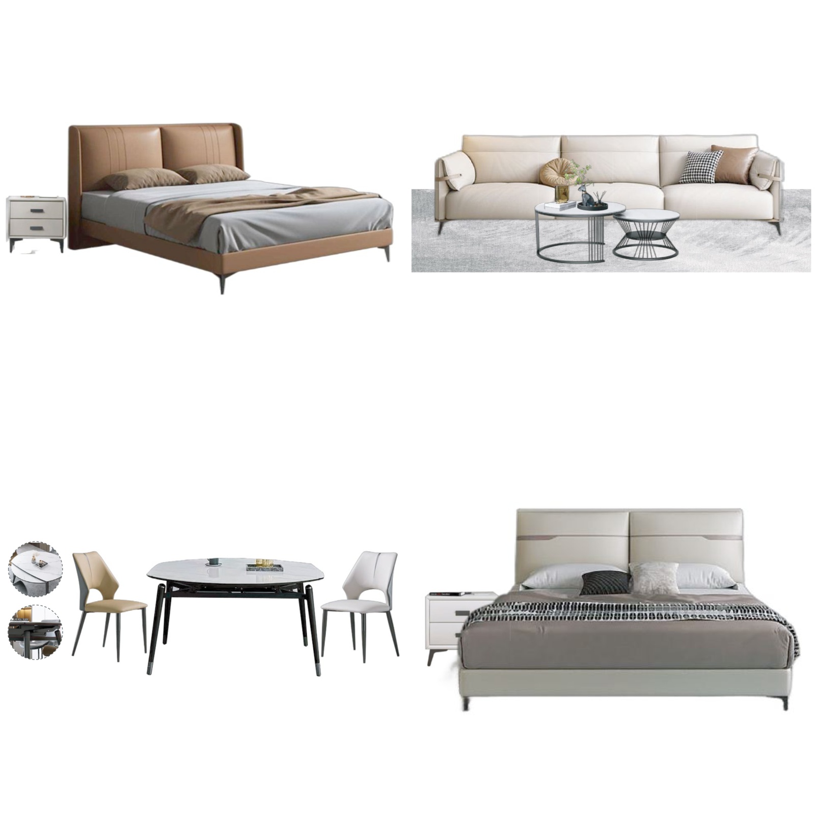 Brown Beige Gray Modern Home Furniture Suite Sofa Beds Dining Table (1)