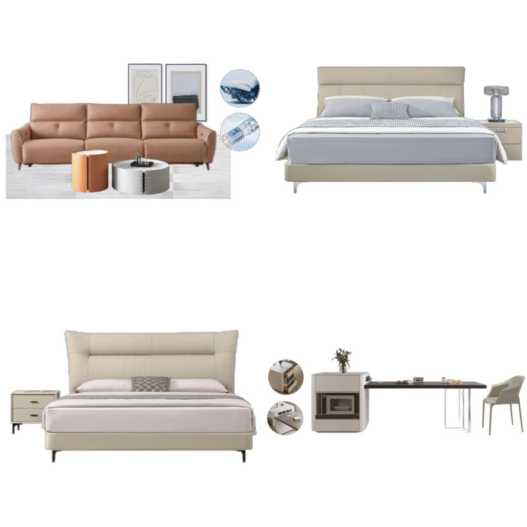 Caramel Beige Gray Modern Luxury Home Furniture Suite Sofa Beds Functional Dining Set (1)