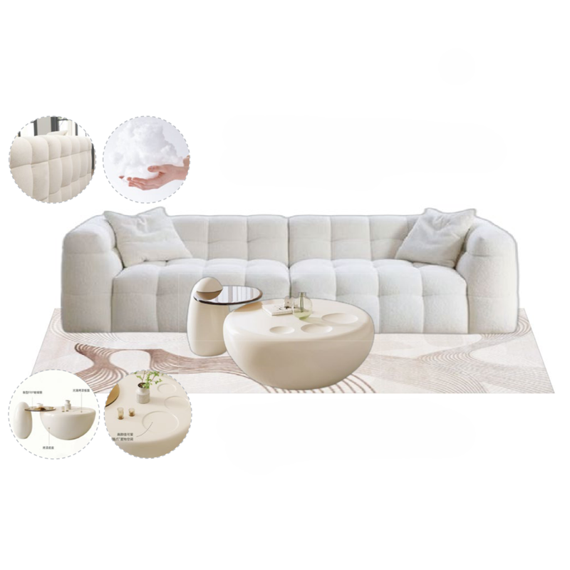 Cream White Ivory Modern Home Furniture Suite Sofa Bed Dining Table (1)