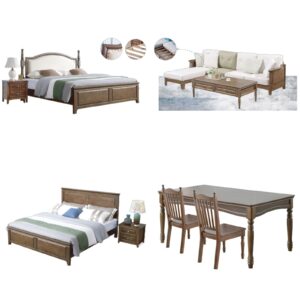 Dark Wood Classic American Home Furniture Suite Sofa Beds Dining Table (1)