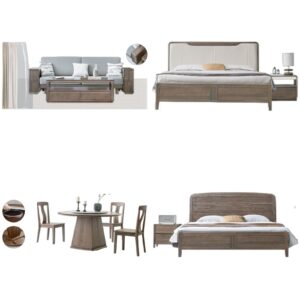 Dark Wood Gray Modern Home Furniture Suite Sofa Beds Dining Table (1)