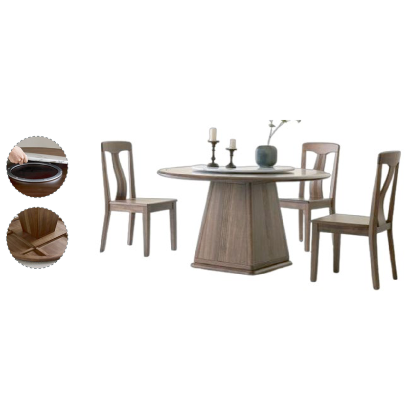 Dark Wood Gray Modern Home Furniture Suite Sofa Beds Dining Table (3)