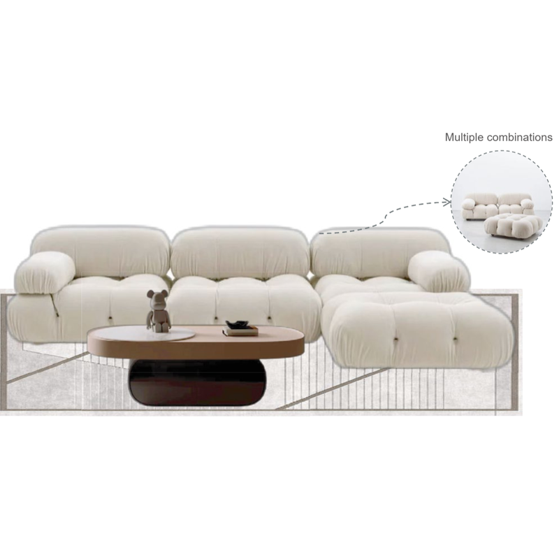 Ivory Beige Wood Tone Modern Home Furniture Suite Modular Sofa Beds Dining Chairs (1)