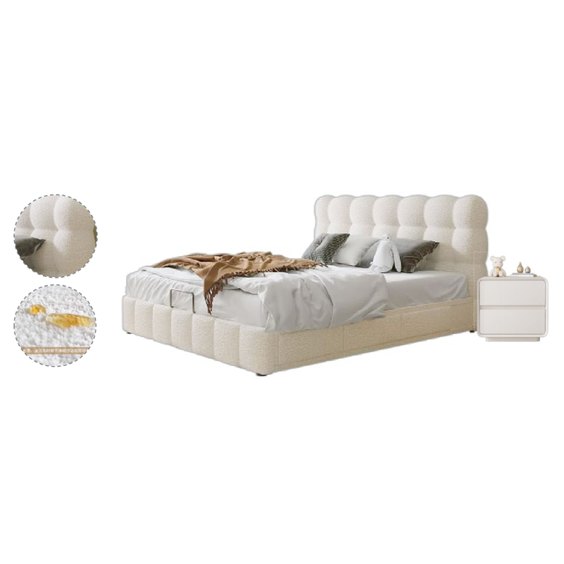 Ivory Beige Wood Tone Modern Home Furniture Suite Modular Sofa Beds Dining Chairs (2)