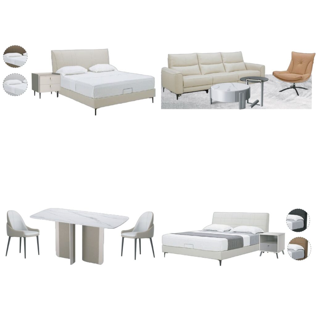 Light Beige White Brown Modern Luxury Home Furniture Suite Sofa Beds Marble Dining Table (1)