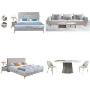 Light Beige White Gold Luxury Modern Home Furniture Suite Sofa Beds Dining Table (1)