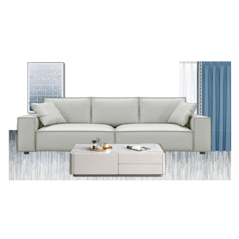 Light Gray Beige Modern Home Furniture Suite Sofa Beds Dining Table (1)