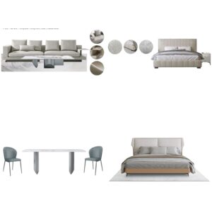 Light Gray Beige Modern Home Furniture Suite Sofa Beds Marble Dining Table (1)