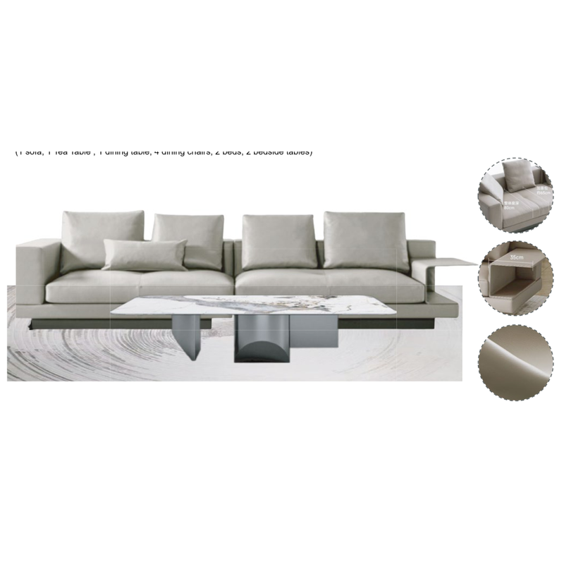 Light Gray Beige Modern Home Furniture Suite Sofa Beds Marble Dining Table (1)
