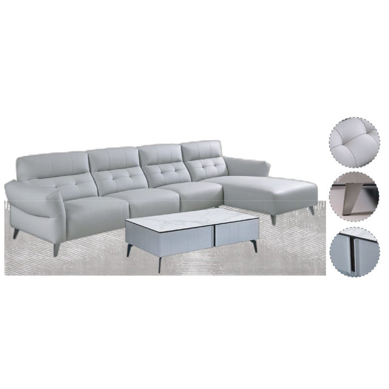 Light Gray Beige White Modern Home Furniture Suite Sofa Beds Dining Table (1)