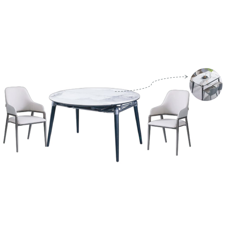 Light Gray White Modern Home Furniture Suite Sofa Beds Marble Dining Table (3)