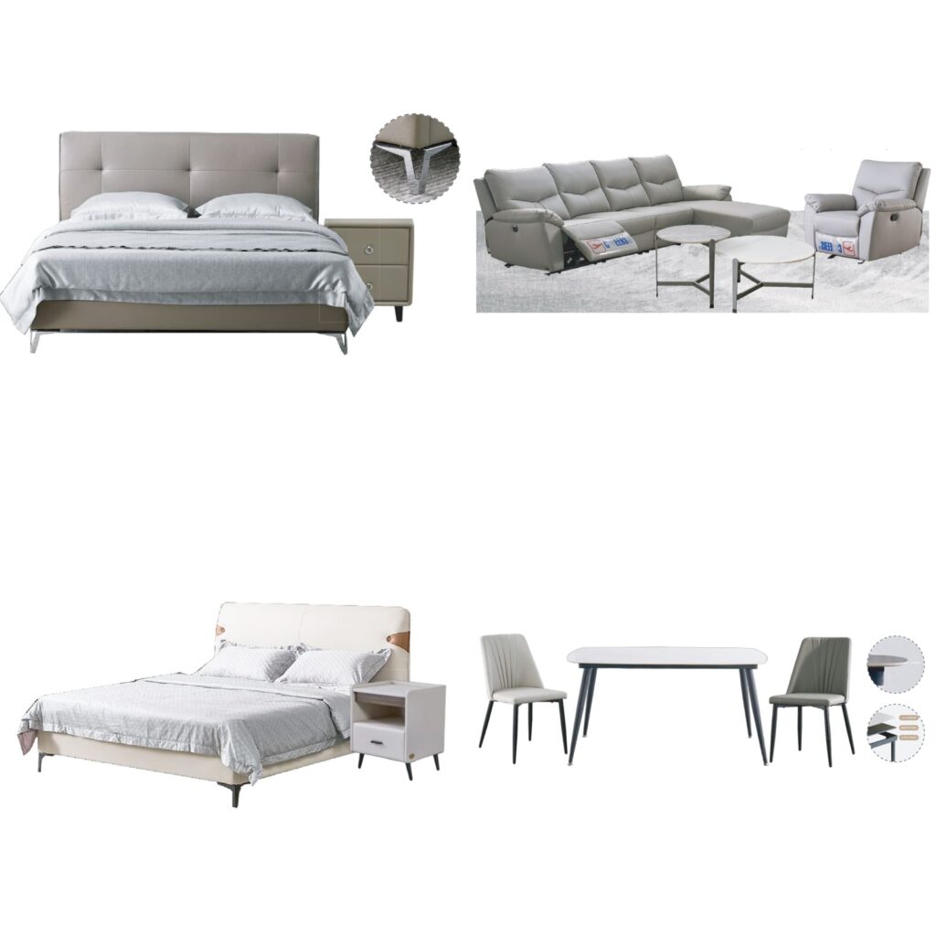 Light Gray White Modern Luxury Functional Home Furniture Suite Recliner Sofa Beds Dining Table (1)