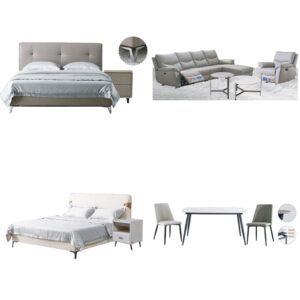 Light Gray White Modern Luxury Functional Home Furniture Suite Recliner Sofa Beds Dining Table (1)