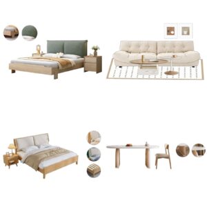 Light Wood Beige Green Natural Modern Home Furniture Suite Sofa Beds Dining Table (1)