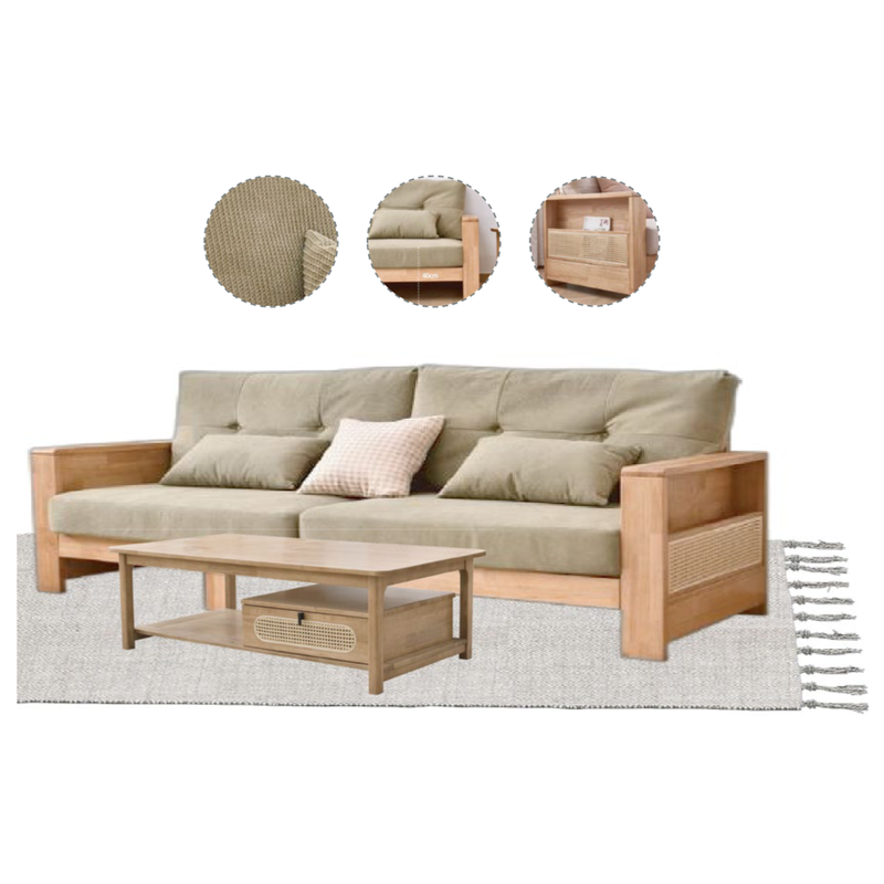 Light Wood Rattan Natural Modern Home Furniture Suite Sofa Beds Dining Table (1)